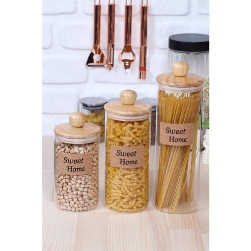 With pearl Home Arow Pero With Bamboo Lid Glass Jar Set