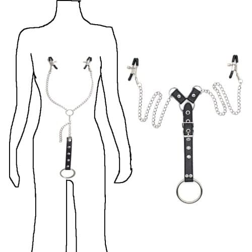 Sex Games Bdsm Bondage Chain Nipple Clamps with Penis Ring Cock Rings for Men Sex Harness Restraints Adult Games Exotic Sex Toys
