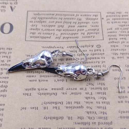 Cute New Earrings Crow Gothic Crows Head Trendy Alloy Metal Fashion Female Male Lovers Birthday Halloween Gift 2X0007