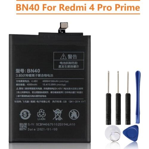 Original Replacement Battery BN40 For Xiaomi Redmi 4 Pro Prime 3G RAM 32G ROM Edition Redrice 4 Hongmi 4 Authentic 4100mAh