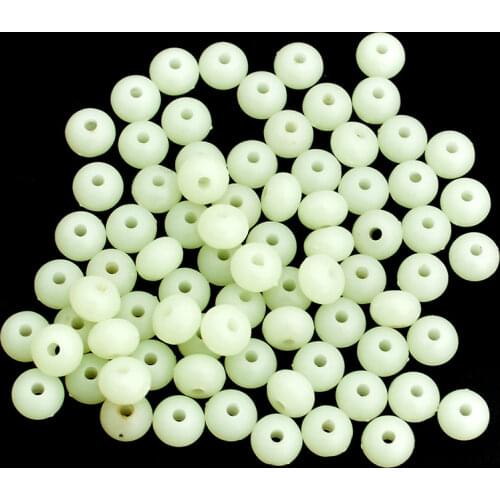 Luminous Fishing Beads 100pcs/lot Oblate White Hard Plastic Glow Fishing Lure Beads Fishing Rig Accessories