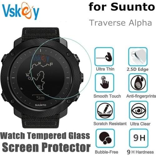 VSKEY 10PCS Tempered Glass for Suunto Traverse Alpha Screen Protector Round Smart Watch Anti-Scratch Protective Film