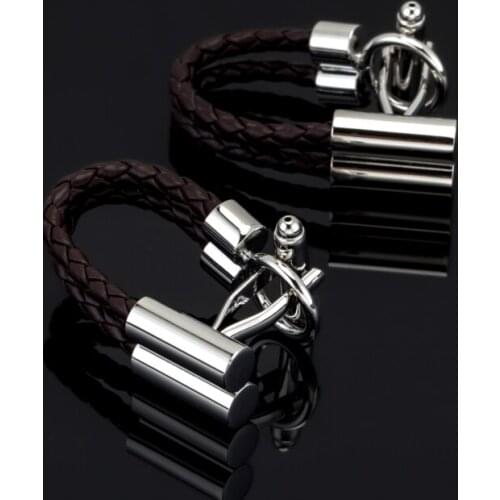XK416 Upscale French cufflinks, leather rope cufflinks, mens wedding dress shirt cuff accessories