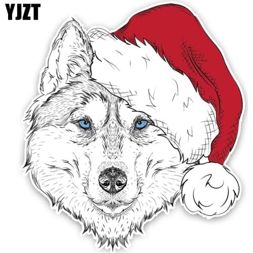 YJZT 14.2*15.9CM Fashion Cartoon Lovely Wolf And Red Hat Colored PVC High Quality Car Sticker Decoration C1-5445
