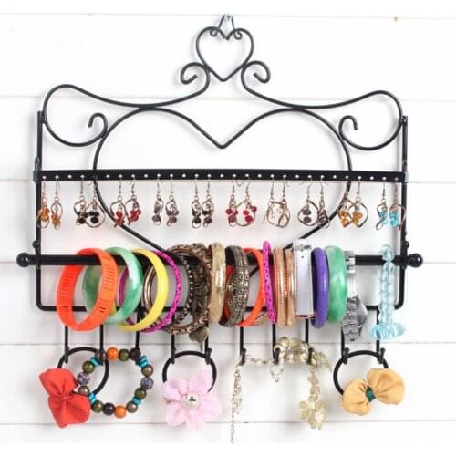 Iron Jewelry Hook Wall Mount Earring Holder Jewelry display Organizer Black Hanging Earring Holder Necklace Display Stand Rack