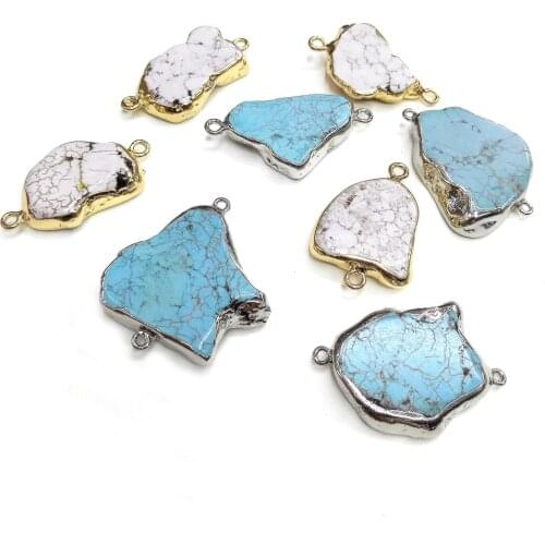 Natural Turquoises Pendants Charms Double hole connector for Jewelry Making DIY Accessories Fit Necklaces Size 20x35-30x45mm