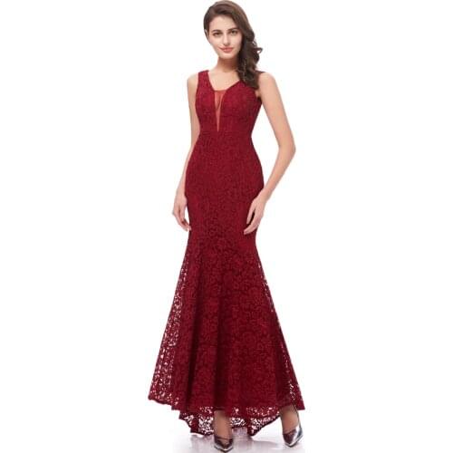 Beauty Emily Wine Red Burgundy Lace Bridesmaid Dresses 2020 Long for Women Mermaid Sleeveless Wedding Party Prom Dress for Girl