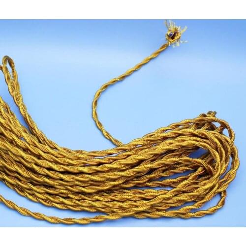 Gold 10m 110V 240V Retro Antique Braided Woven Fabric Lamp Cable Wire Cord Light 2cores 0.75ULm Lighting chandelier accessories