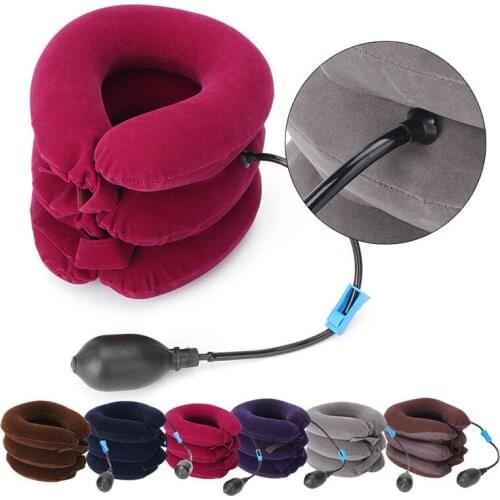 1pc Portable Travel Inflatable Pillow Cervical Collar Neck Relief Traction Brace Support Stretcher Device Aircraft Train Pillows