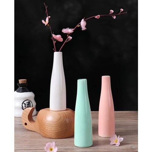 1pc Mini Ceramic Vase Desktop Small Flower Arrangement Living Room Bedroom Hydroponic Porcelain Bottle Home Decor