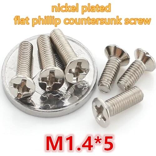 1000pcs m1.4*5 carbon steel with nickel plated phillip cross recessed head mini micro electronic screw machine screw