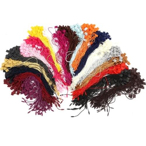 200pcs Clothes Tag Clothing Wire Rope Hanging Plastic Beads Square Tags Labels Polyester Cord Lock Garment Pin Loop Tie Fastener
