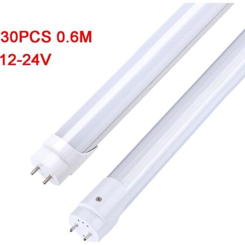 30Pcs T8 2Foot G13 Bi-Pin Led Tube Light Bulbs 9W 4FT Shop Light 12-24V 0.6M 60CM Fluorescent Replacement Dual-end Powered
