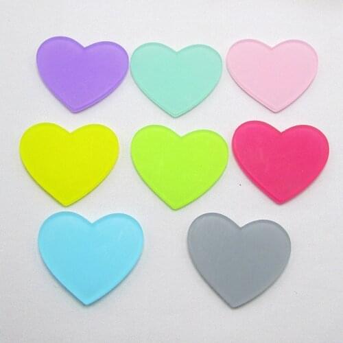 32pcs/lot 3*2.6cm Acrylic Heart Decoration Crafts Cabochon Flatback Scrapbooking For Embellishments Kawaii DIY Accessories