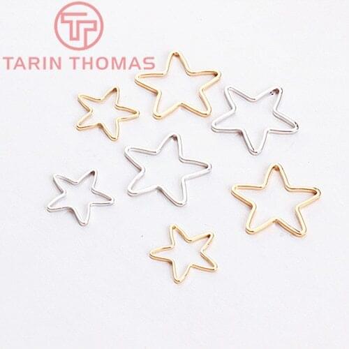 12PCS 10MM 14MM 16MM 22MM 25MM 24K Gold Color Plated Brass Star Closed Jump Rings for DIY Jewelry Making Findings Accessories