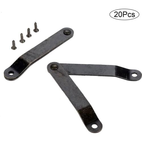 10pcs Antique Bronze Lid Support Hinges Stay Simple Box Display Furniture Cabinet Door Kitchen Cupboard Holder 65*10mm w/screws