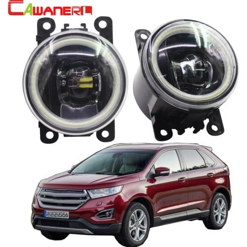 Cawanerl For Ford Edge 2015-2017 Car 4000LM LED Lamp Front Fog Light Kit Angel Eye Daytime Running Light DRL H11 12V Accessories