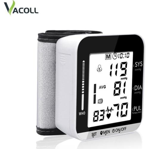 Digital Sphygmomanometer Tonometer Portable Wrist Blood Pressure Monitor Protable English Voice Blood Pressure Heart Rate Meter