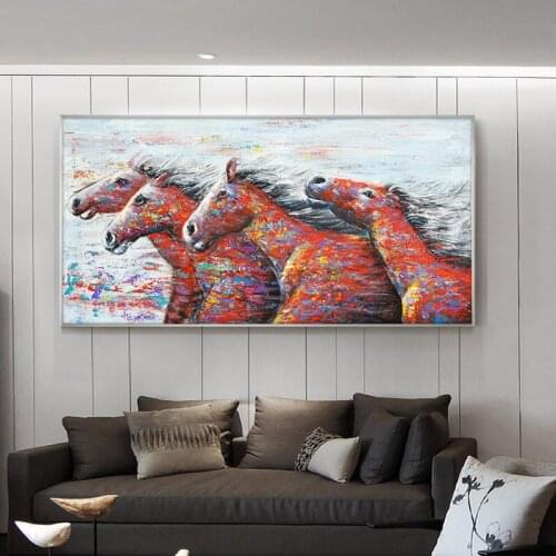 Decorative Running Horse Canvas Paintings 100% Handmade Oil Painting Animals Painting Canvas Wall Art Modern Home Decoration