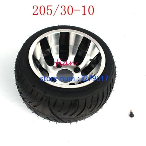 2PCS Applicable to GO KART KARTING ATV UTV Buggy 205/30-10 Inch Wheel Tubeless Tyre Tire With Aluminum Alloy Hub
