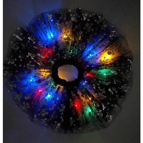 Childrens luminous LED Skirt Tutu Cosplay Carnival Party Halloween Costume Carnival Birthday Party children skirt Silver Skull