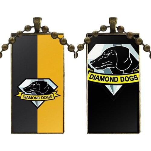 For Men Women Gift Diamond Dogs Fashion Glass Cabochon Pendant Rectangle Necklace Choker Necklace Jewelry