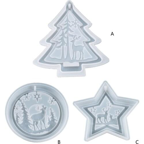 Crafts Crystal Epoxy Resin Mold Christmas Listed Pendant Casting Silicone Mould F3MD
