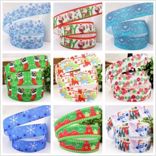 1472016 ,22mm 10 yards Cartoon Christmas Series printed grosgrain ribbon,Clothing accessories,DIY jewelry wedding package