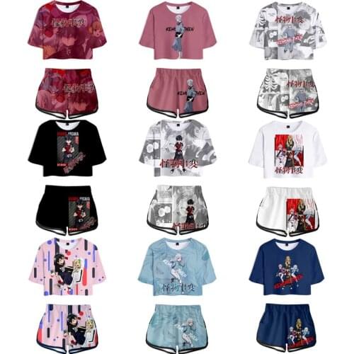 Anime Kemono Jihen Cosplay Costume Kusaka Kabane Printing Short Sleeve Shirt Sport Suits Girls Tees Shorts T shirt Sets Women