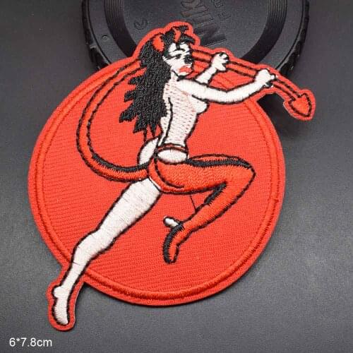 Red Woman With Long Tail Iron On Embroidered Clothes Patches For Girl Woman Clothing Wholesale