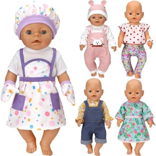 Reborn Baby Doll Cooking Clothes For 17 Inch Baby Sister Girl Doll Costume Chef Uniform Toys Accessories