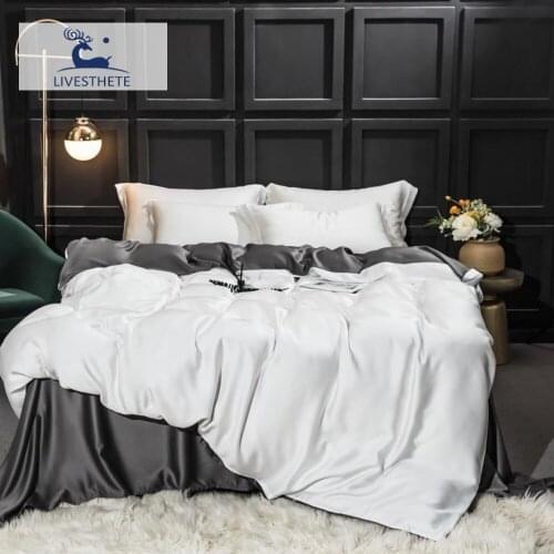 Liv-Esthete Top Grade 100% Silk White Gray Bedding Set Beauty Best For Skin Care Bed Linen Quilt Cover Pillowcase For Women Man