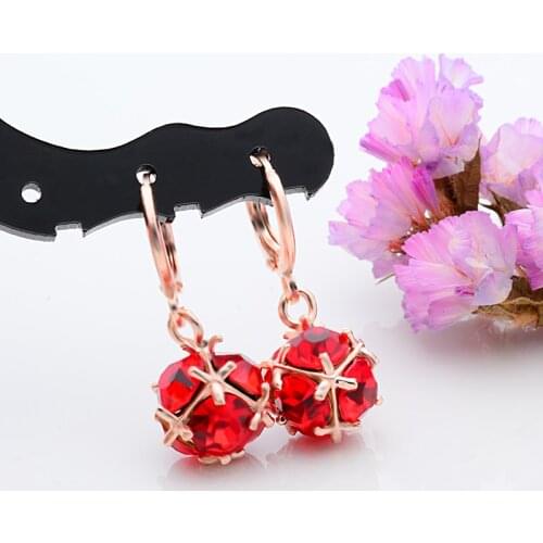 MISANANRYNE 1pair Gold Color Shiny Beautiful Ball CZ Cubic Zirconia Dangle Earrings Jewelry 4 Colors Choose Drop Ship