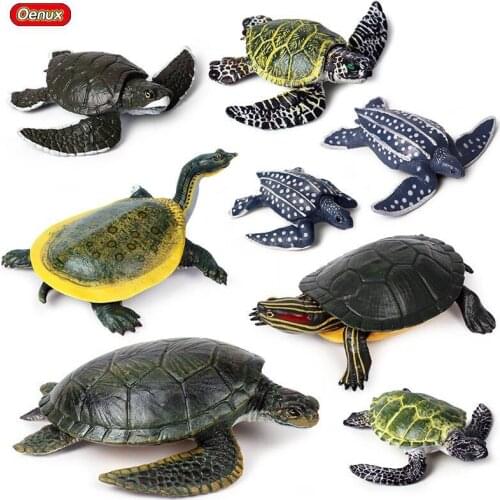 Oenux Ocean Animals Simulation Sea Life Leatherback Turtle Tortoise Model Figurines Action Figures High Quality Education Toy