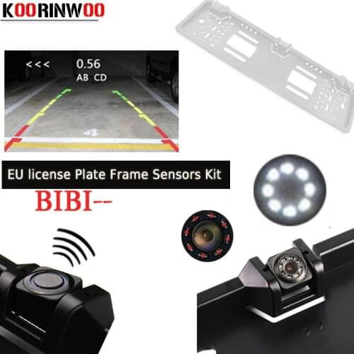 Koorinwoo Parktronic EU European License Plate Frame Rear View Camera CCD car Video parking Sensor 2 Probes Reverse Car-detector