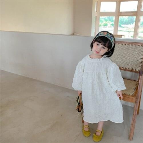 Girl Dress Kids Baby Gown 2021 Beige Spring Autumn Toddler Princess Outwear School Beach Uniform Dresses Children Clothing