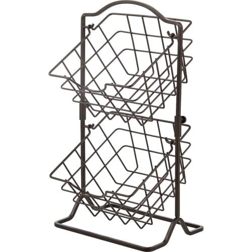 Wire Market Basket Stand 2-Tier Storage Shelf Organizer for Fruit Vegetables Toiletries Household Items