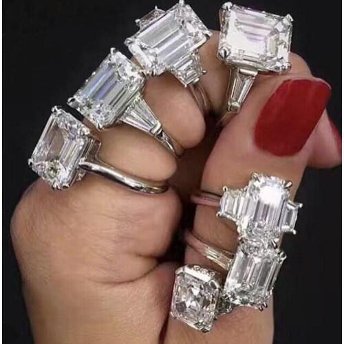 Princess cut ring 100% Real Silver color 3ct AAAAA Cz Stone Promise Engagement wedding band ring for women Bridal Jewelry