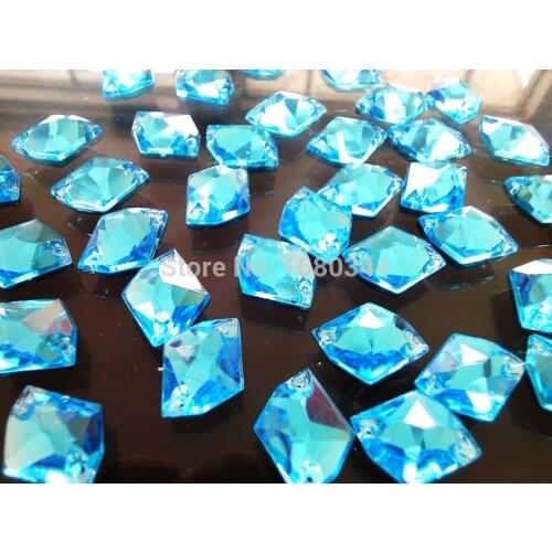 Sew on rhinestones Light blue colour 21*16mm cosmic shape flatback gem stones acryl crystal strass diamond 100pcs/lot