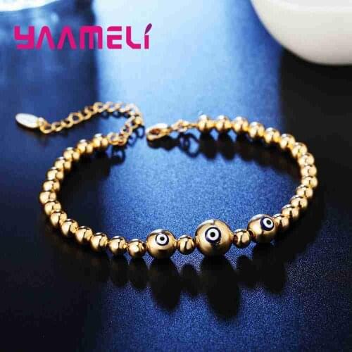 Simple Punk Style Friendship Bracelets Gold Blue Evil Eye Beads Charm Bracelets For Girl Bracelet Jewelry Hot Sale