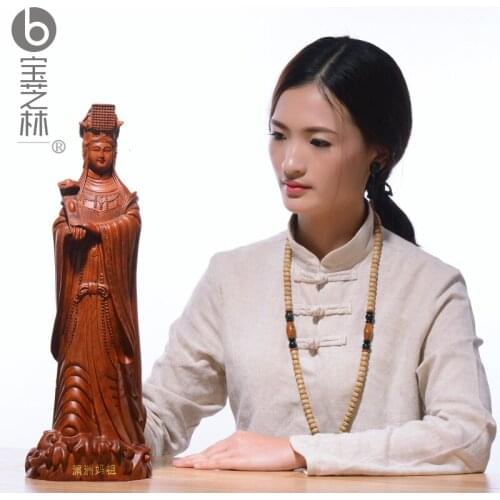 Rare -50CM HOME efficacious Talisman Protection Mazu Goddess Hand engraving Rosewood Matsu Goddess of the Sea art statue