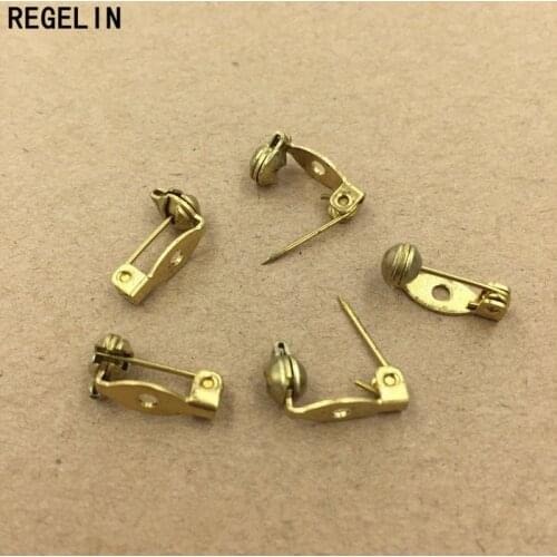 REGELIN Copper Vintage Style Gold/Silver/Antique bronze Color Brooch Pin Base 10pcs 15/28mm Blank Settings Jewelry Accessories