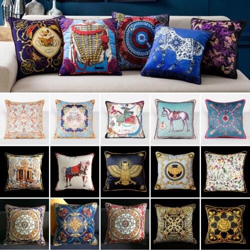 Luxurious Vintage Thick Velvet Edge Binding Pillowcase Ethnic Bohemian Geometry Patterns Cushion Cover Sofa Decorative Pillows