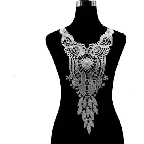 Luxury White Water Soluble Embroidered Lace Collar Trim Corsage Patch Wedding Dress Women Girls Clothes Garment DIY Sewing Decor