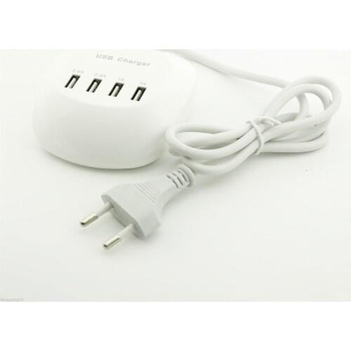 10pcs EU 4-Port Fast USB Charging Power Strip Adapter Wall Travel Desktop Charger Hub