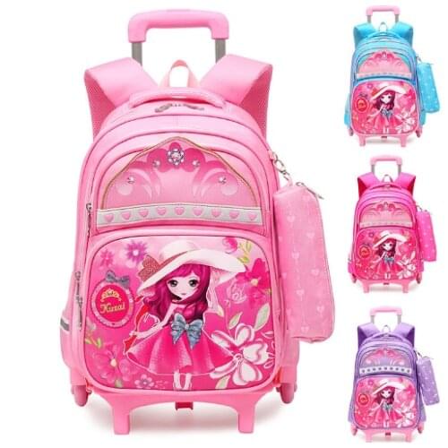 School bag with wheels kids School bag trolley bag for School Rolling backpack Bags Children school wheeled backpack for girls