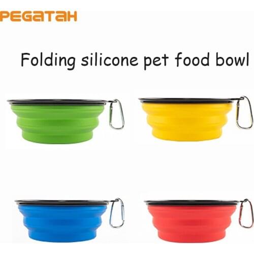 1000ml Large 450ml Small Collapsible Dog Pet Folding Silicone Bowl Outdoor Portable Water Bowl For Dogs Puppy Food Container Fee
