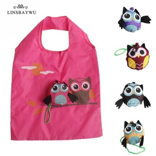 Cute Owl Shape Folding Shopping Bag for Groceries Eco Friendly Ladies Gift Reusable Tote Bag Portable Travel Shoulder Bags New