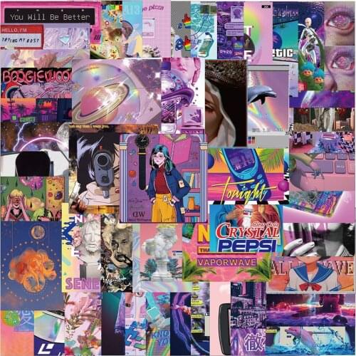 10/30/50PCS Vaporwave Graffiti Stickers Aesthetic Ins DIY Phone Laptop Luggage Motorcycle Guitar CarCool Sticker Decals Kids Toy