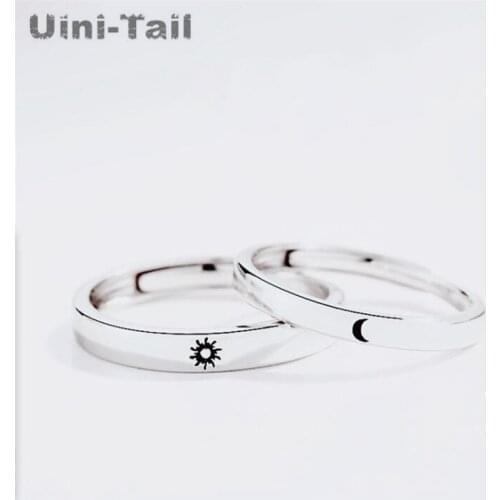 Uini-Tail Hot Selling New 925 Sterling Silver Simple Sun Moon Couple Open Ring Fashion Trend Exquisite Sun Moon Jewelry ED758